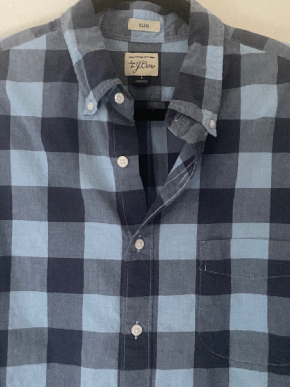 J.Crew Mens Large Slim Blue Plaid Check Cotton Button Down Shirt - Picture 4 of 8